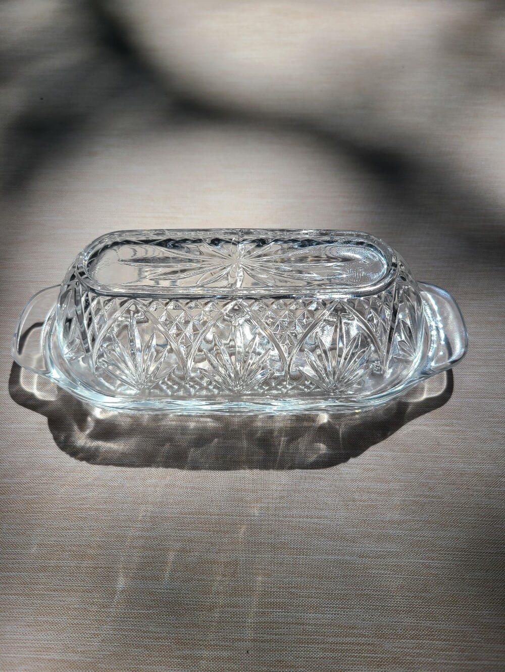 Vintage D'arques Durand Covered Butter Dish Clear Cut Glass